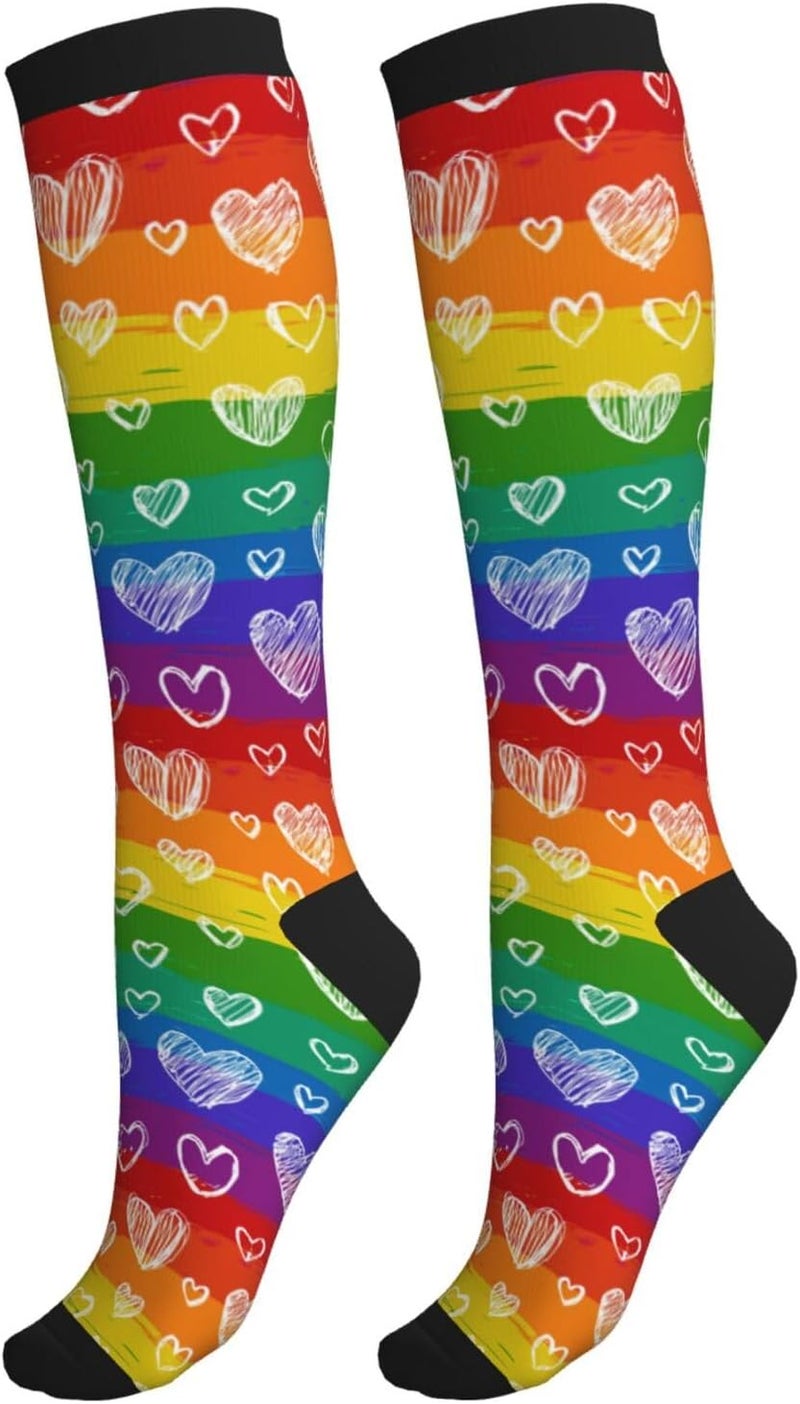 thmnj Compression Socks Knee High Support Socks for Women Men Circulation Stockings for Athletic Running Cycling Flying - Image 1